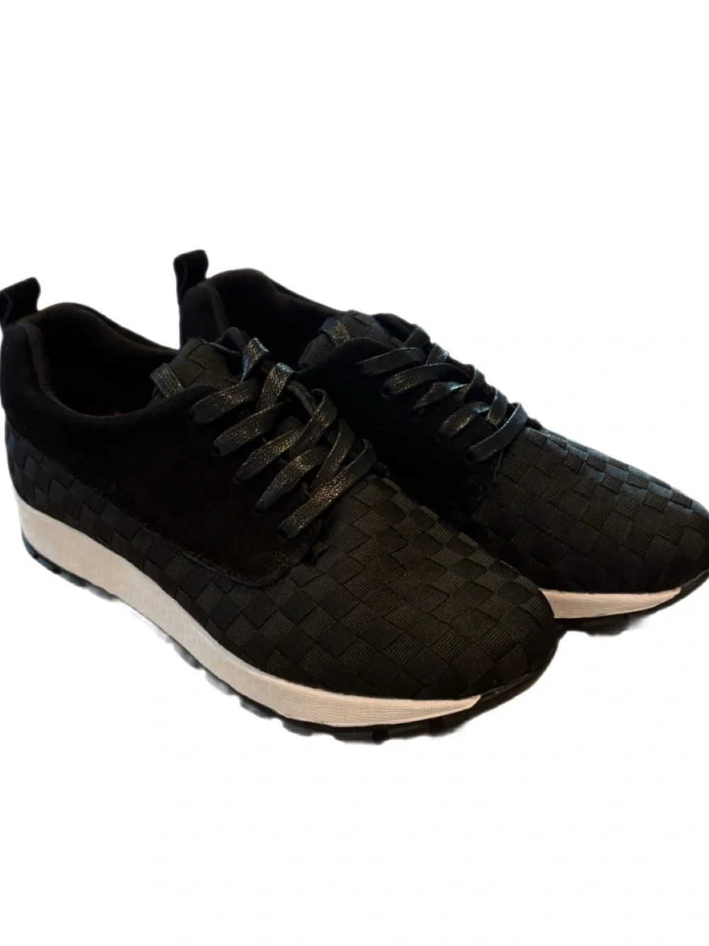 Bernie Mev Black Woven Lace-Up Sneakers Comfort Fashion Shoes EU 40 US 9.5